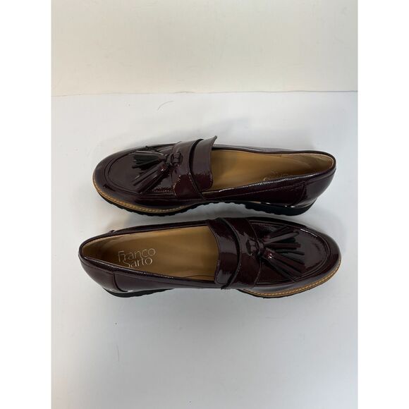 Franco Sarto Carolynn Patent Leather Burgundy Tassel Lug Loafer Shoes Womens - Picture 8 of 8
